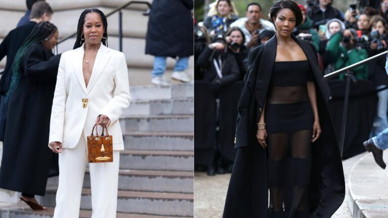 Front Row at Schiaparellis Fall 2025 Show Regina King Stuns in a White Suit Gabrielle Union Slays in a Black Off the Shoulder Dress feat image